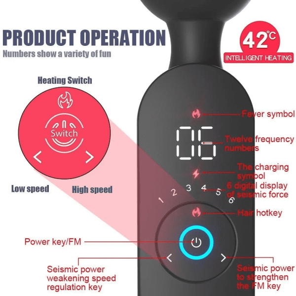 VIBRADOR MASSAGEADOR RECARREGÁVEL ARES 12 VIBRAÇÕES E 6 VELOCIDADES COM AQUECIMENTO - Imagem 2