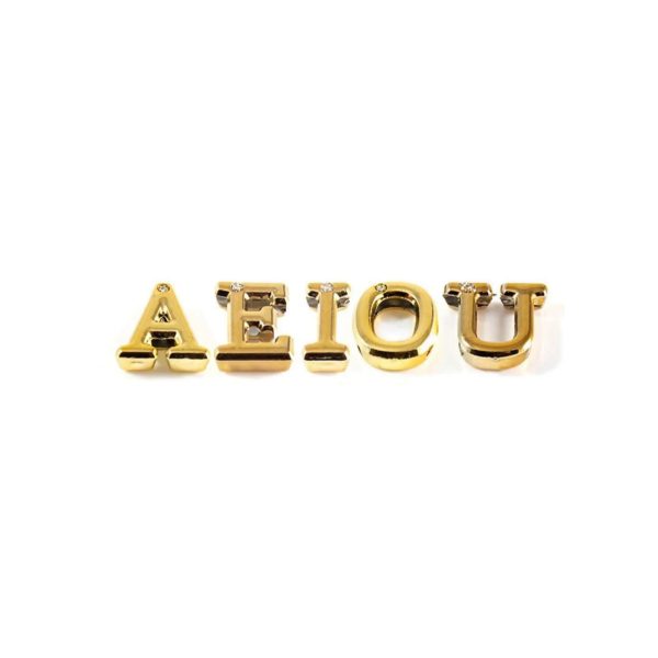LETRAS DE ABS DOURADAS COM STRASS PASSANTES PARA CALCINHAS PERSONALIZADAS STRASS HARD - Imagem 2