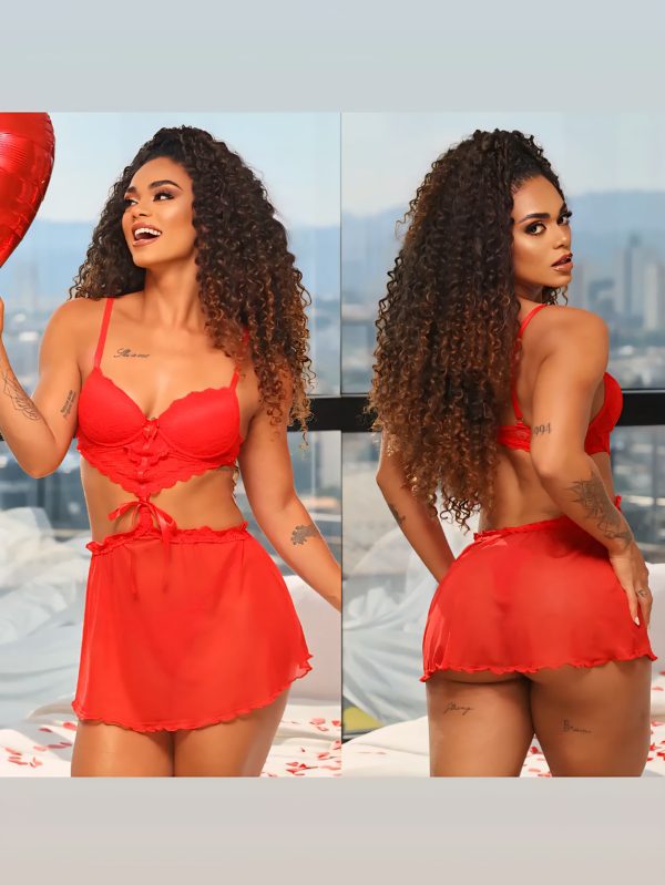 CAMISOLA ANITA COM BOJO DECORADA TULE E RENDA