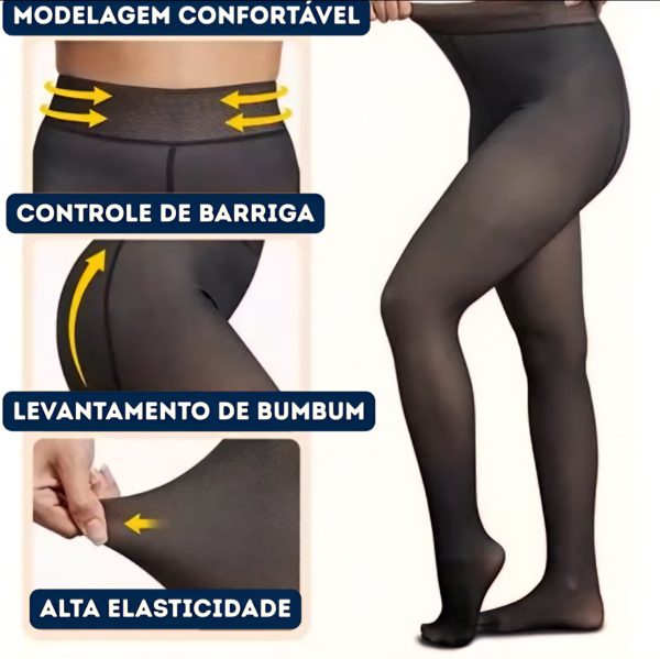 MEIA CALÇA TERMICA FORRADA PELUCIADA DE LÃ SUPER ELASTICA TRANSLUCIDA PELINHO - Imagem 2