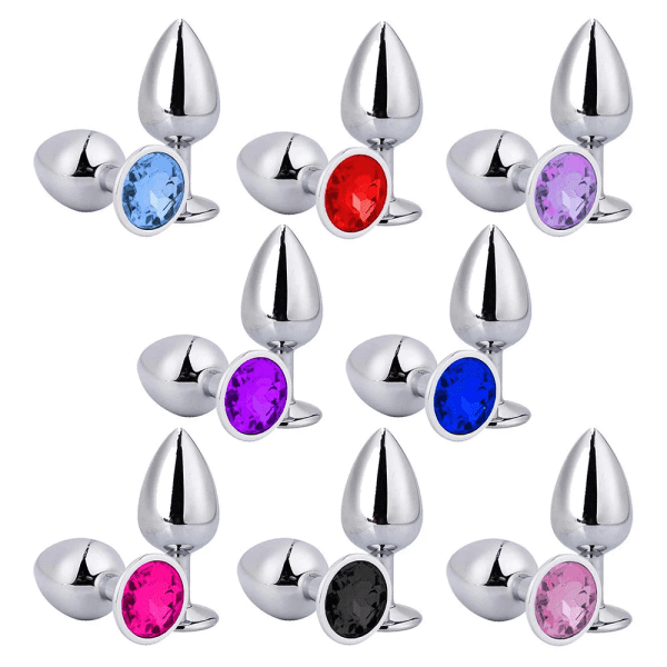 PLUG ANAL (G) DE METAL COM PEDRA ARREDONDADA
