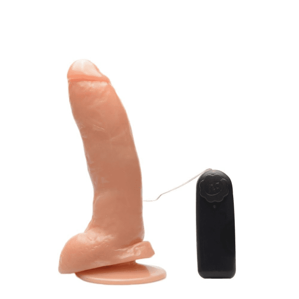 PROTESE COM ESCROTO E VENTOSA VIBRO 18,5 X 4CM PRAZER E CIA - Imagem 2