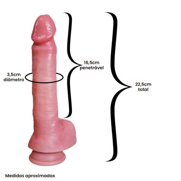 PÊNIS REALÍSTICO COM VIBRO VAI E VEM 22,5 X 3,5CM COM AQUECIMENTO YAFFA - Imagem 3