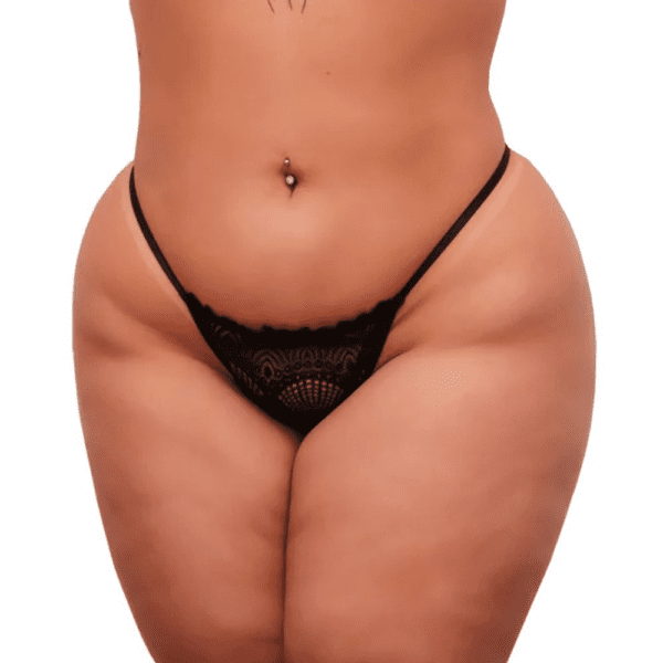 CALCINHA FIO DENTAL PLUS SIZE EM RENDA FRASE PERSONALIZADA TALLYTA - Imagem 2