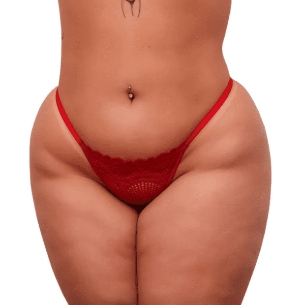 CALCINHA FIO DENTAL PLUS SIZE EM RENDA FRASE PERSONALIZADA TALLYTA - Imagem 4